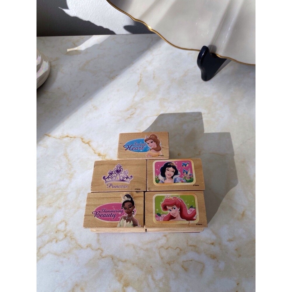 Rare collector’s item Disney 5 princess Wood Rubber stamps